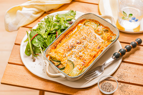 Gratin de raviole du Dauphiné à la courgette et paprika fumé
